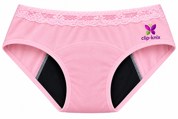 Clip-Knix Pink lace period pants