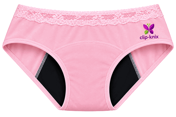 Clip-Knix Pink lace period pants